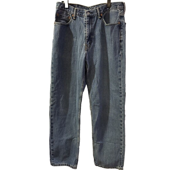 LEVIS 550 MENS RED TAB BLUE DENIM JEANS TAG SIZE 34 X 34 Nicely Worn Classic - Picture 1 of 10
